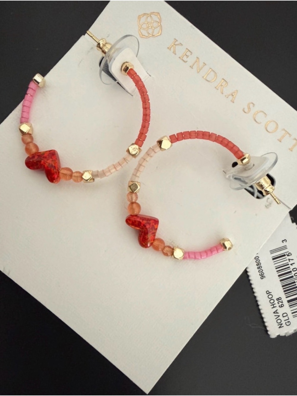 Kendra Scott Kids Pink, Coral & Peach Beaded Hoop Earrings - Picture 2 of 2
